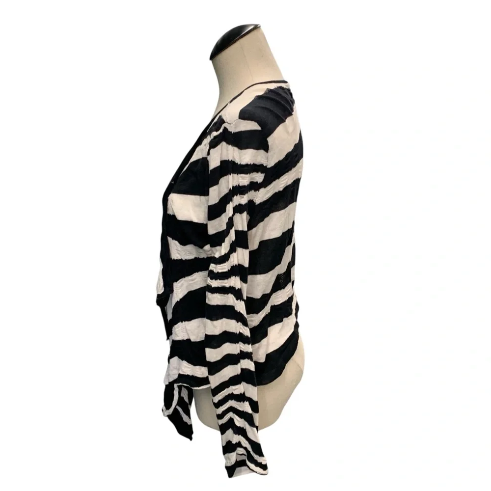 FREE PEOPLE‎ Boho Black & White Striped Open-Front Cardigan – Fits S/M